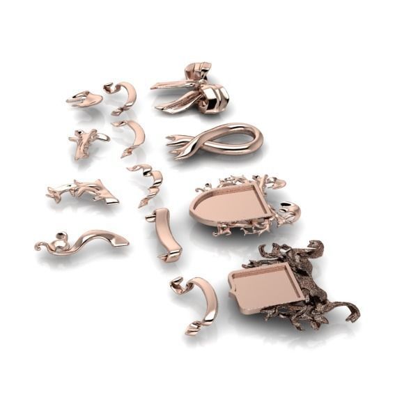 Various Ribbon Collection elements 3D print model_12