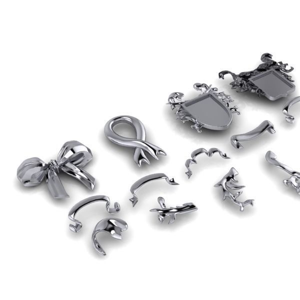 Various Ribbon Collection elements 3D print model_6