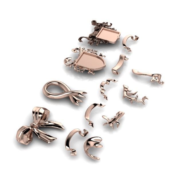 Various Ribbon Collection elements 3D print model_14