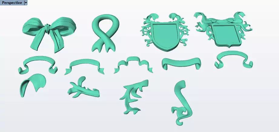 Various Ribbon Collection elements 3D print model_0