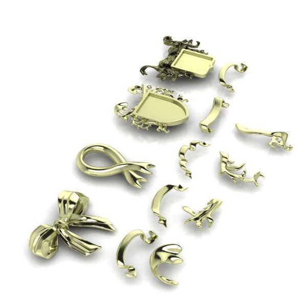 Various Ribbon Collection elements 3D print model_15