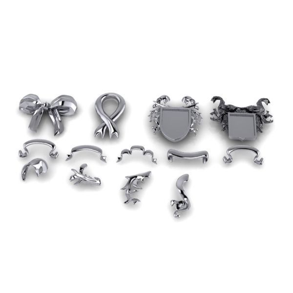 Various Ribbon Collection elements 3D print model_2