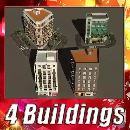 Building Collection 21-24 Low-poly 3D model