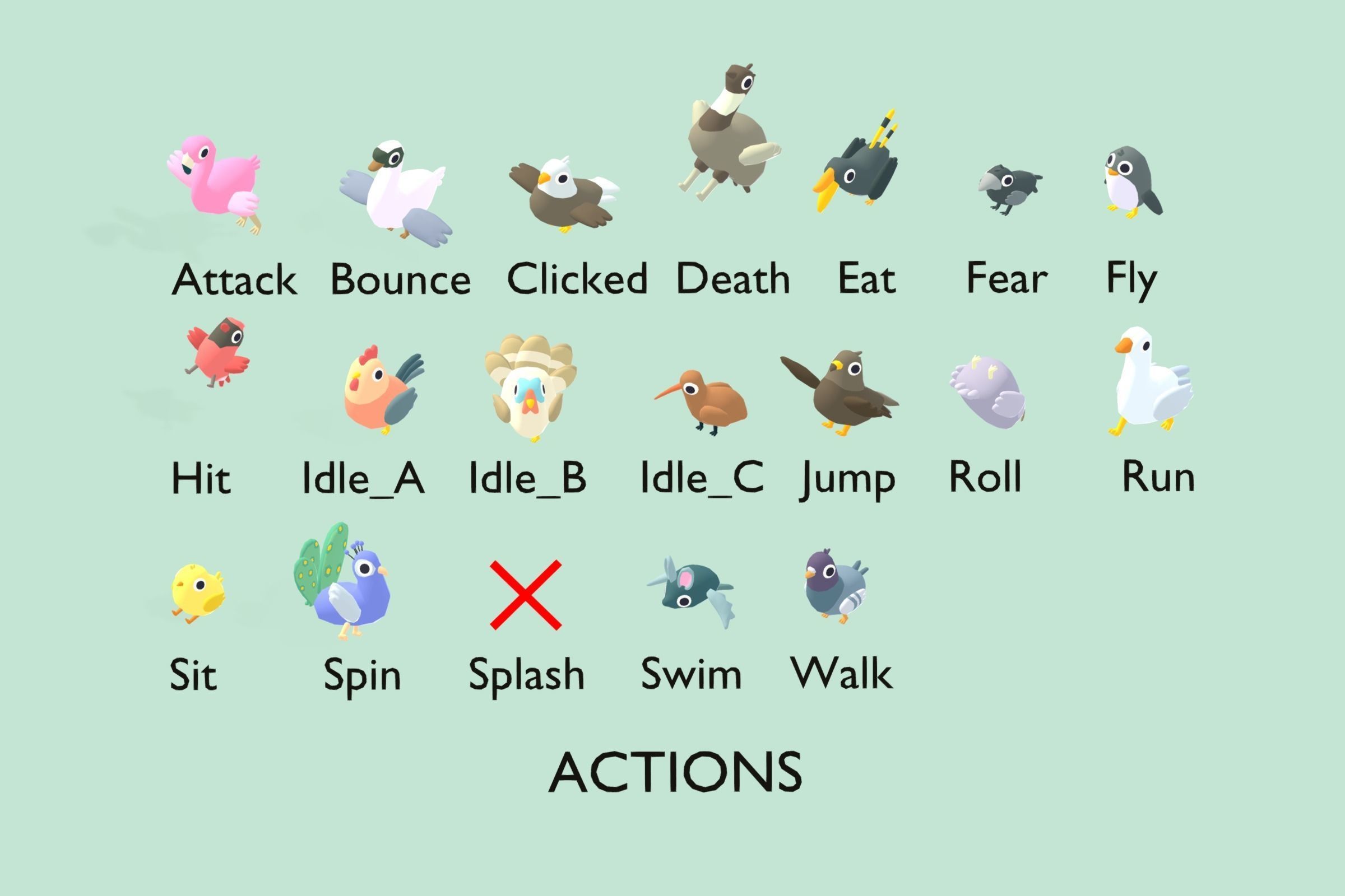 Quirky Series - Birds Bundle Low-poly 3D model_5