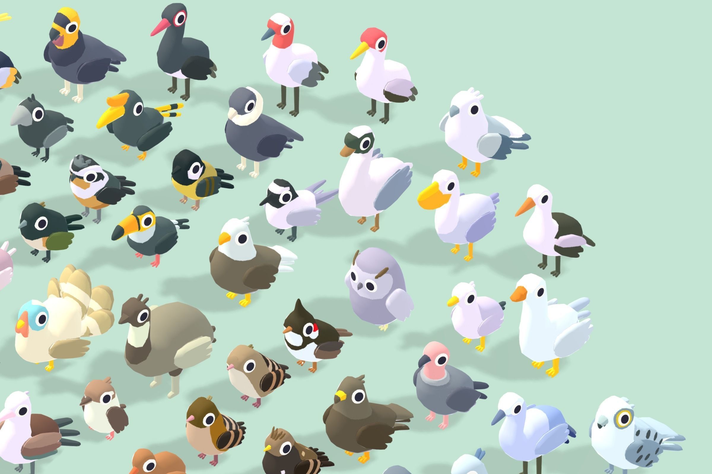 Quirky Series - Birds Bundle Low-poly 3D model_2