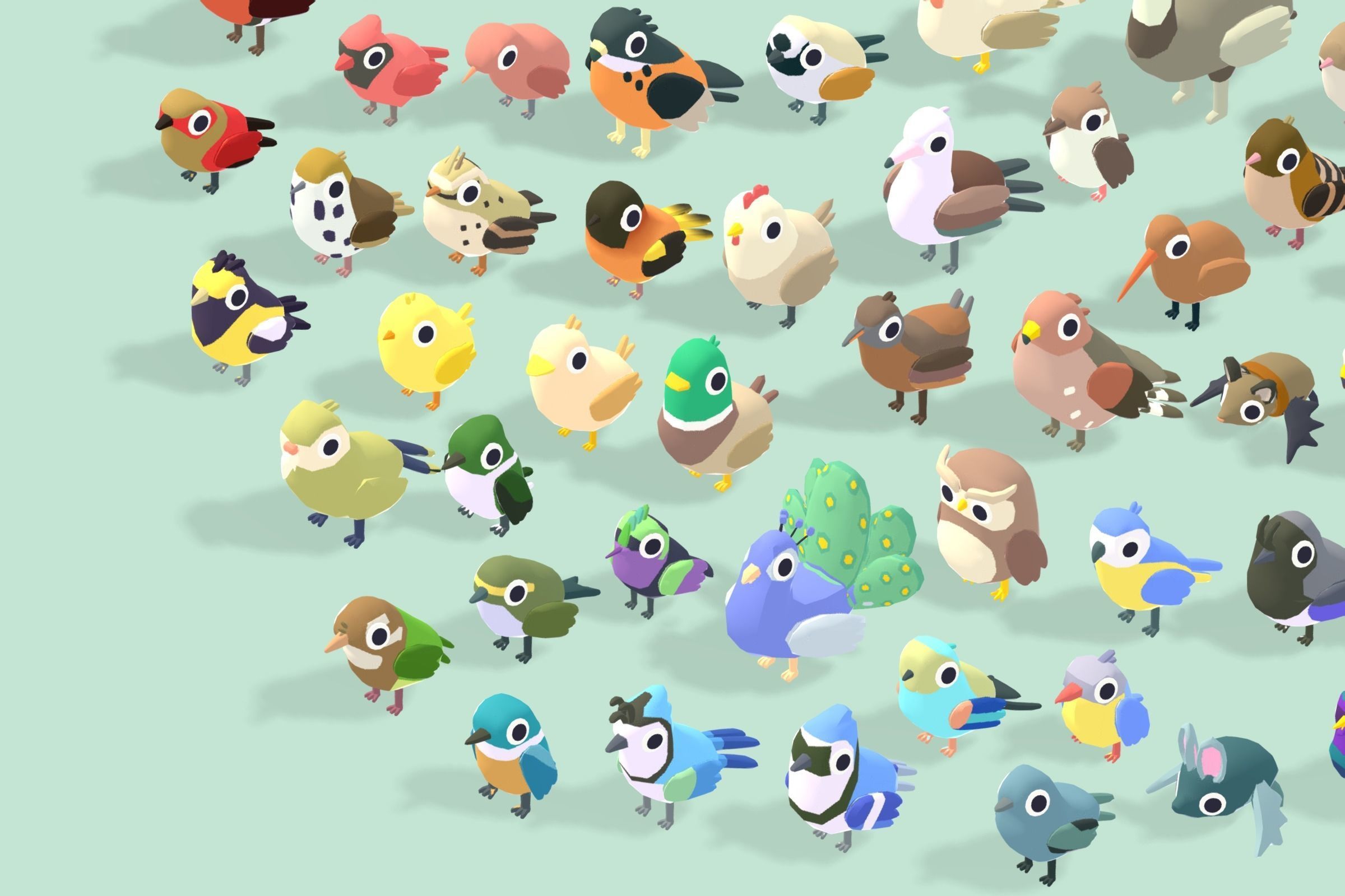 Quirky Series - Birds Bundle Low-poly 3D model_3