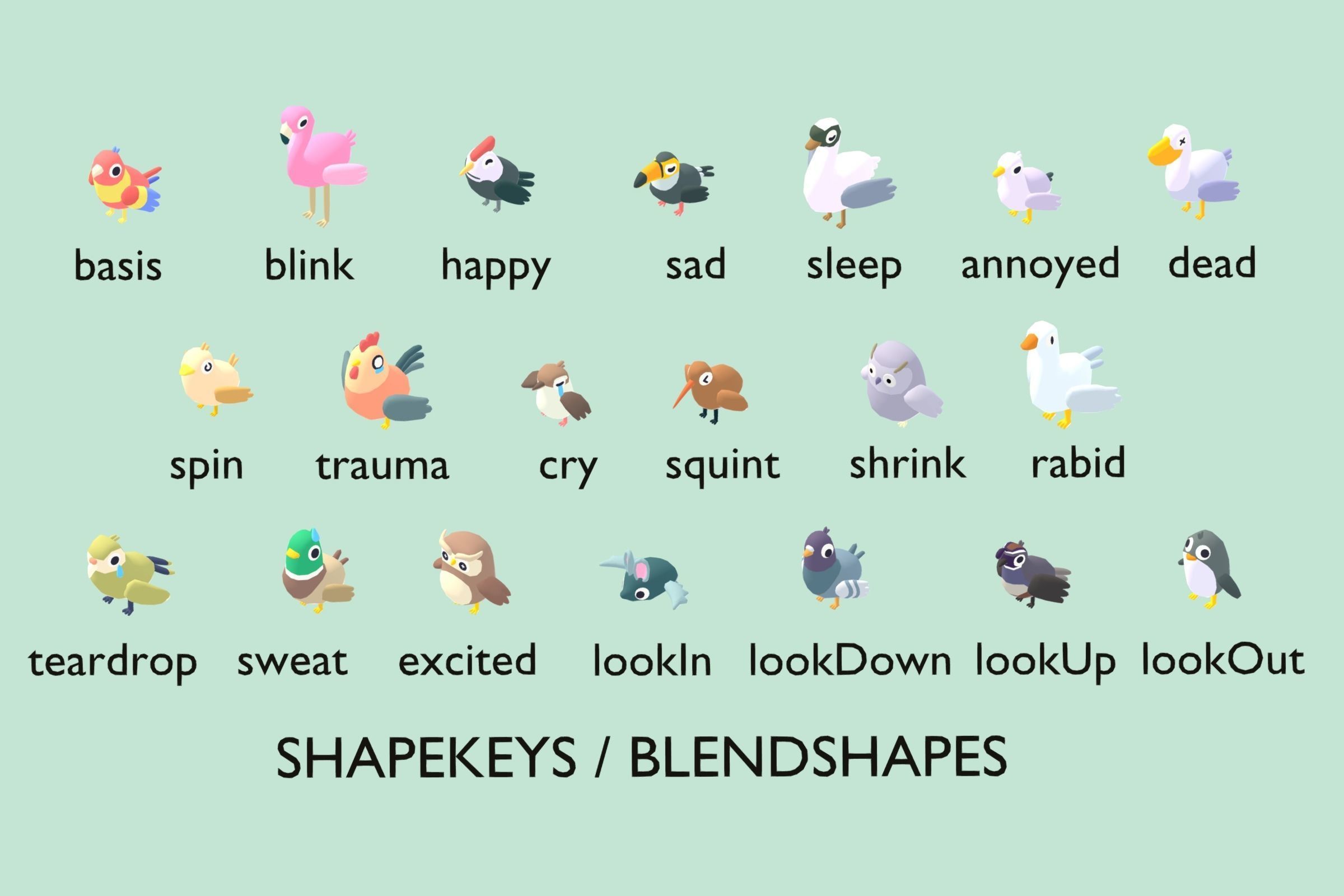 Quirky Series - Birds Bundle Low-poly 3D model_6