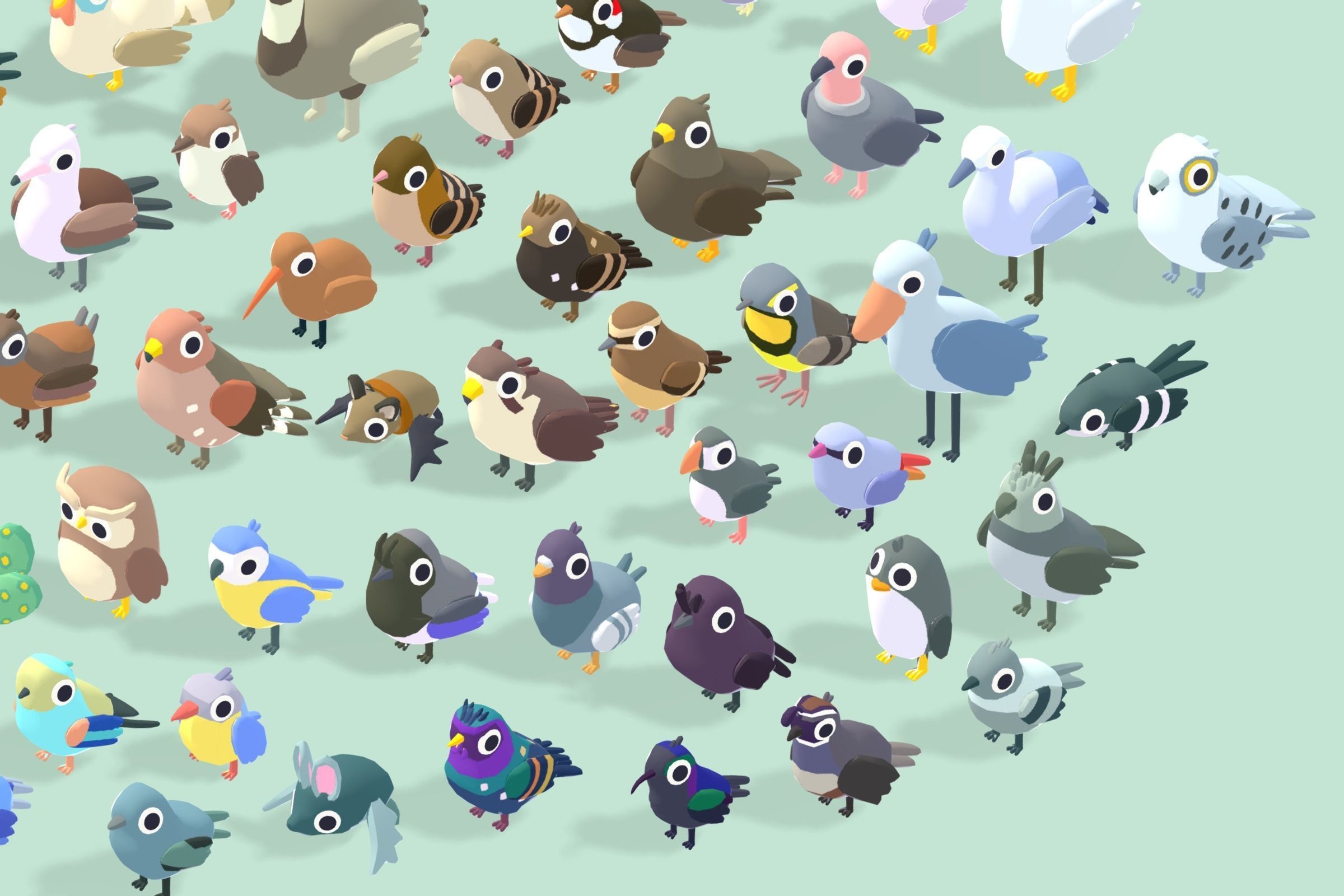 Quirky Series - Birds Bundle Low-poly 3D model_4