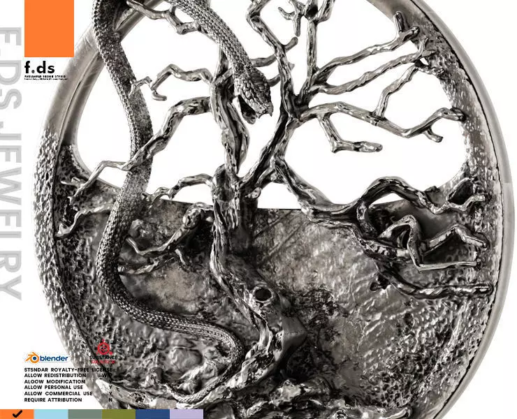Dead Tree and Snake Dragon Necklace 3D Printable 3D print model
