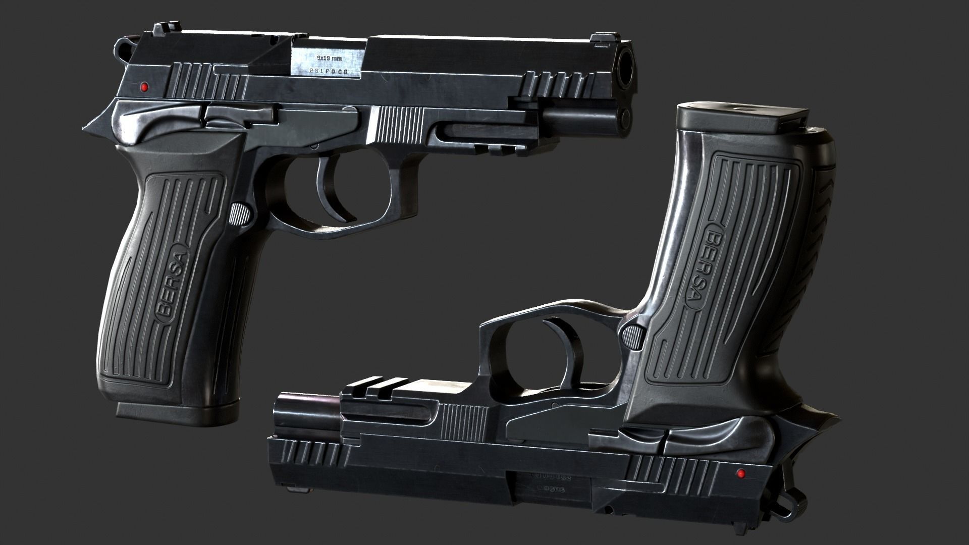 BersaTPR9 Pistol - Game model Low-poly 3D model_8