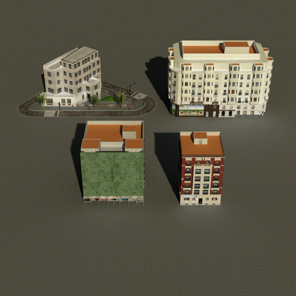 Building Collection 25-28 Low-poly 3D model_1