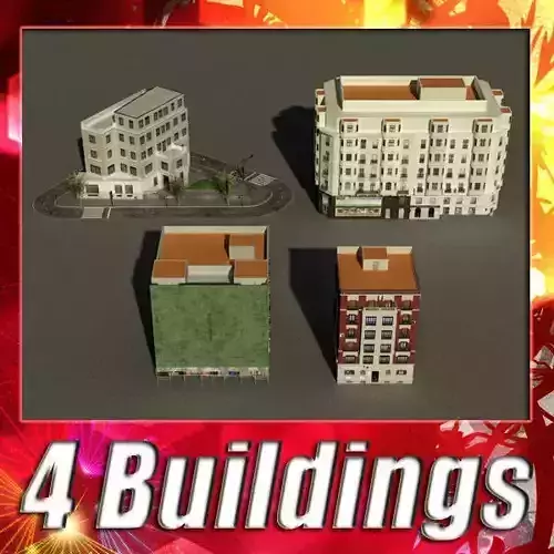 Building Collection 25-28 Low-poly 3D model