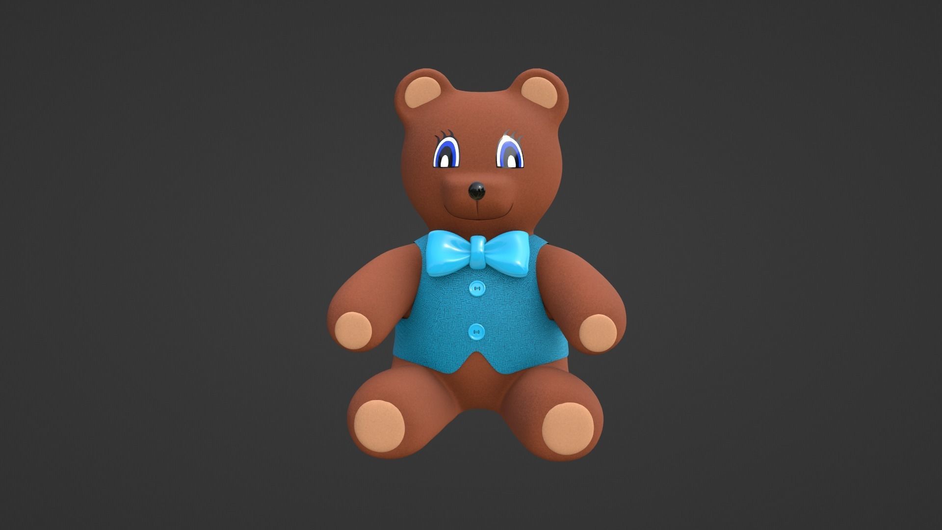 Teddy Bear Toy Brown Stuffed 3D model_5