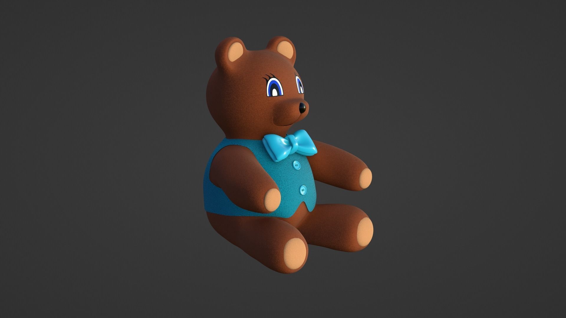 Teddy Bear Toy Brown Stuffed 3D model_11