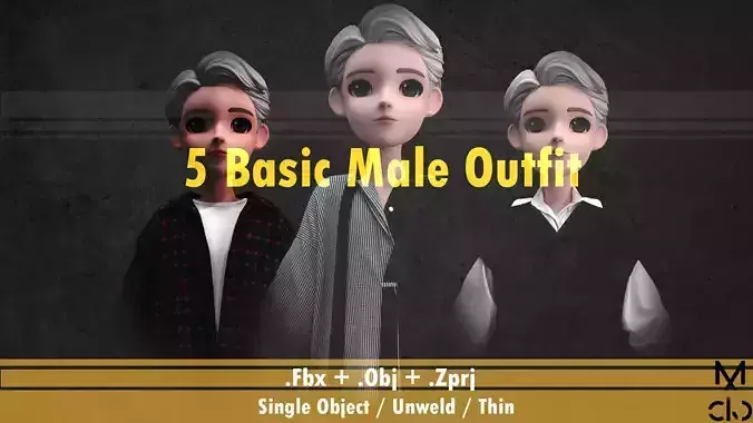 5 Different Styles of Male character cartoon clothing Vol 1
