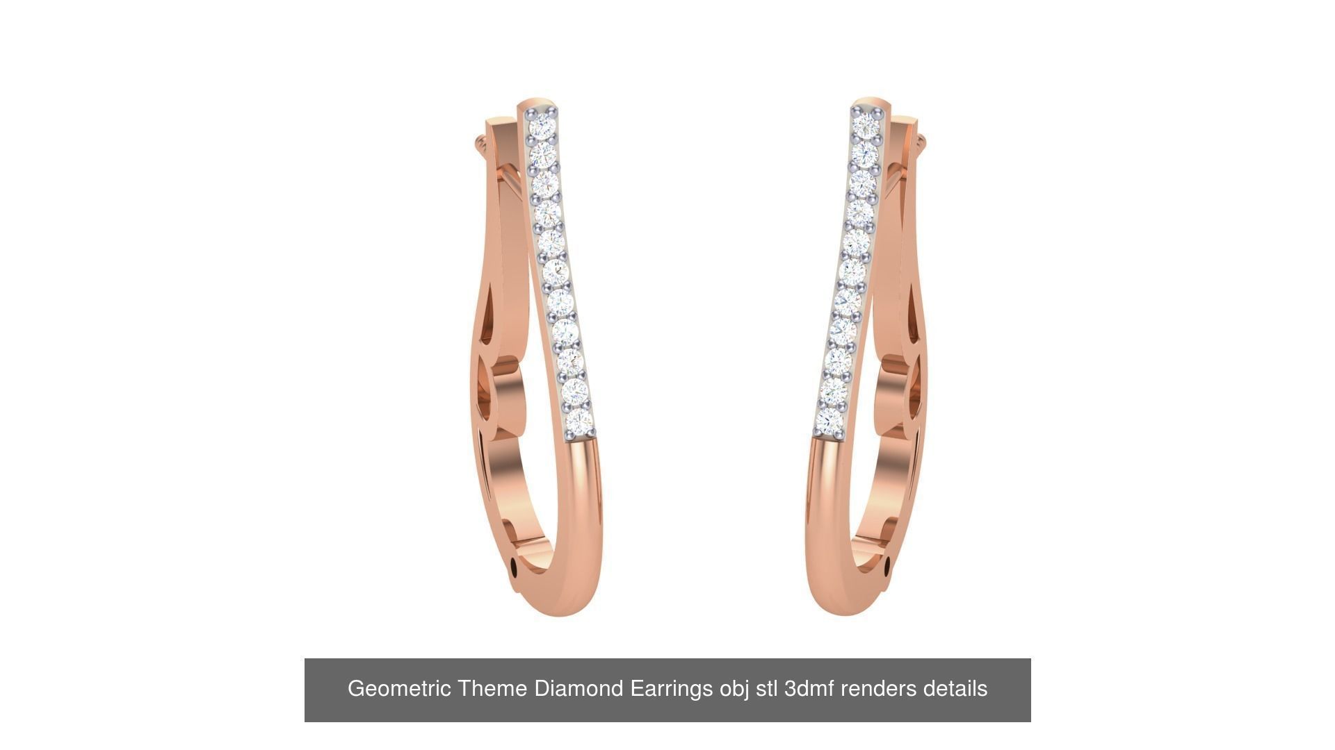 22 Geometric Theme Diamond Earrings obj stl 3dmf renders 3D Model Collection_22