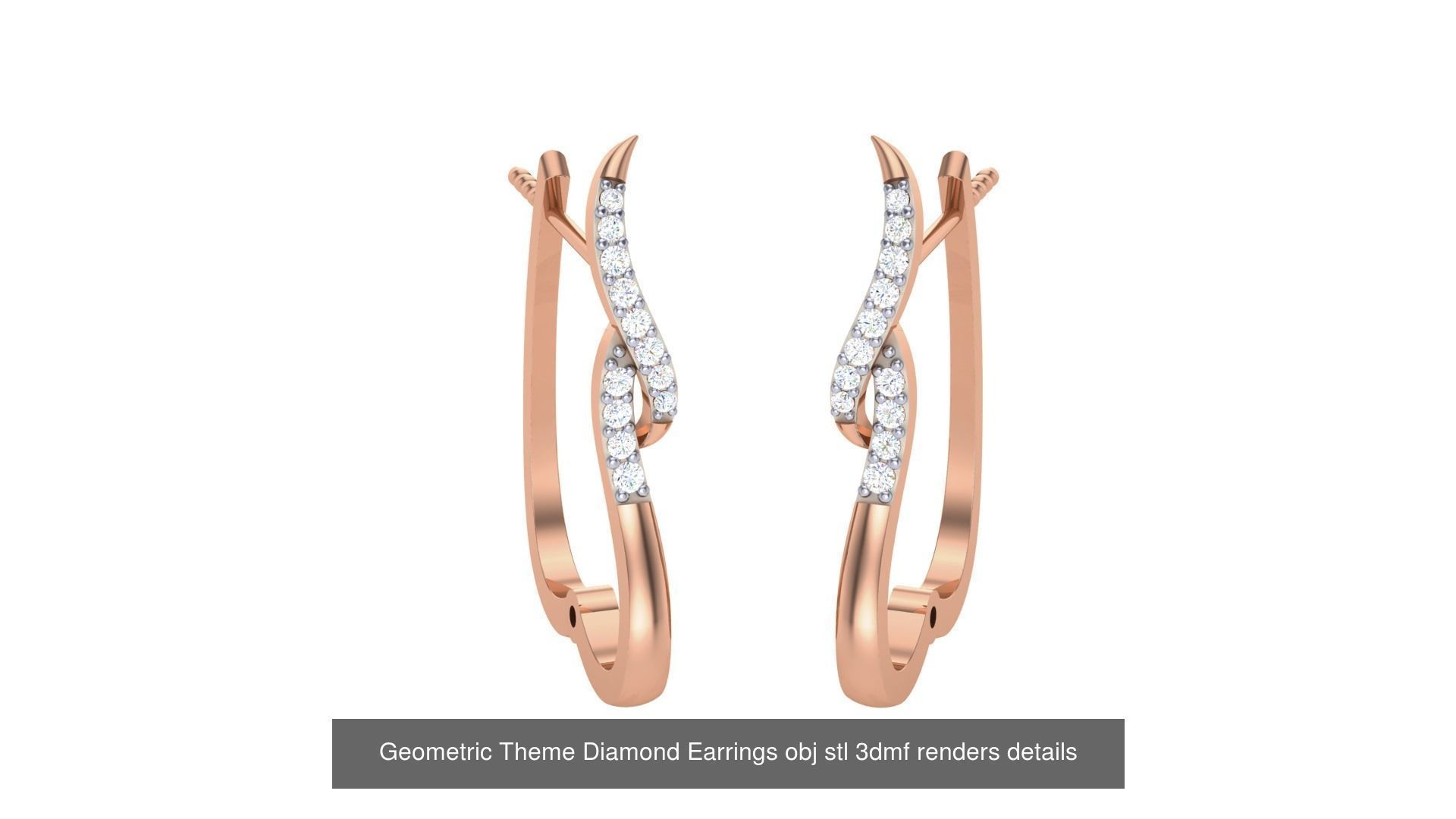 22 Geometric Theme Diamond Earrings obj stl 3dmf renders 3D Model Collection_1