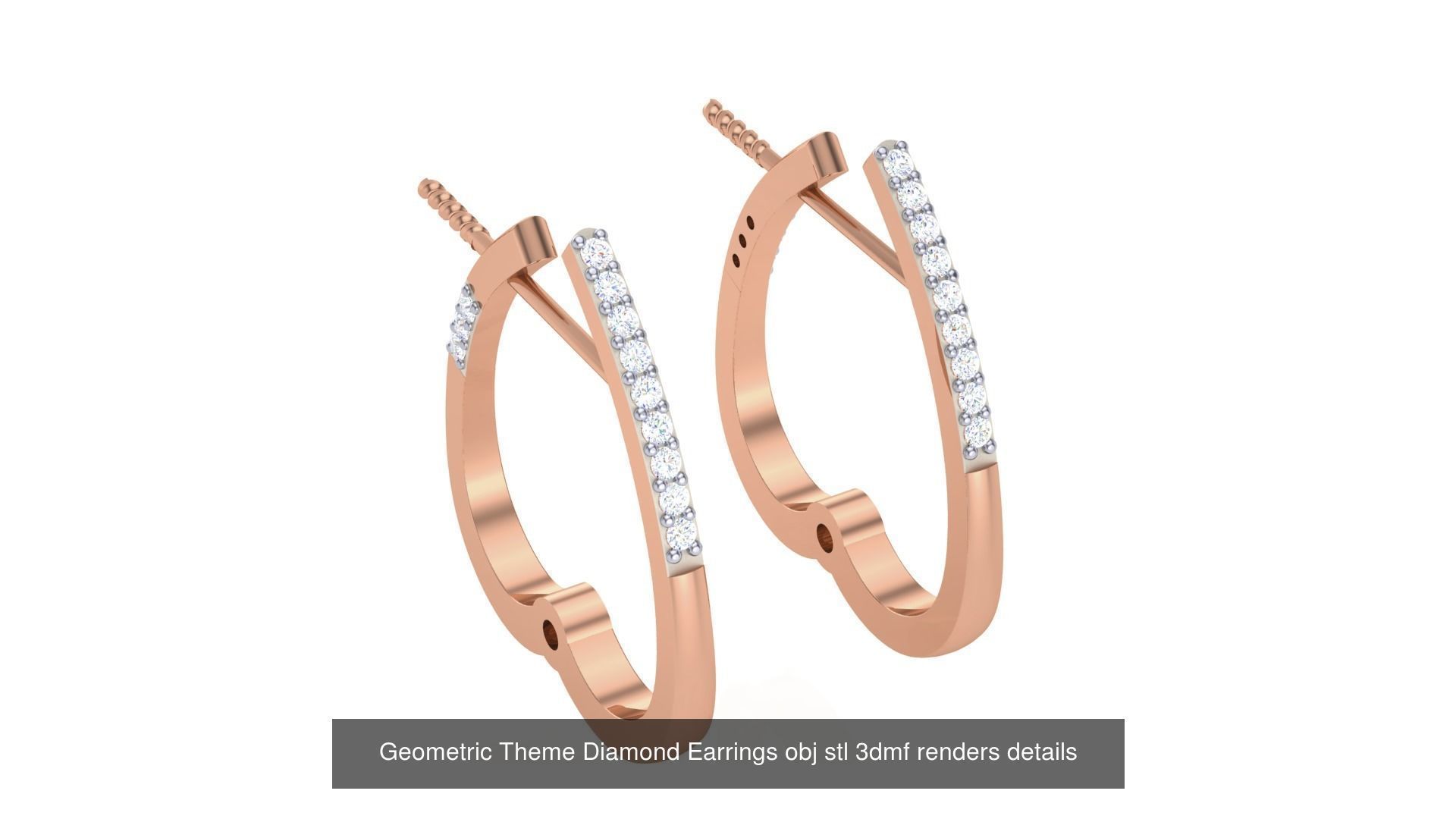 22 Geometric Theme Diamond Earrings obj stl 3dmf renders 3D Model Collection_20