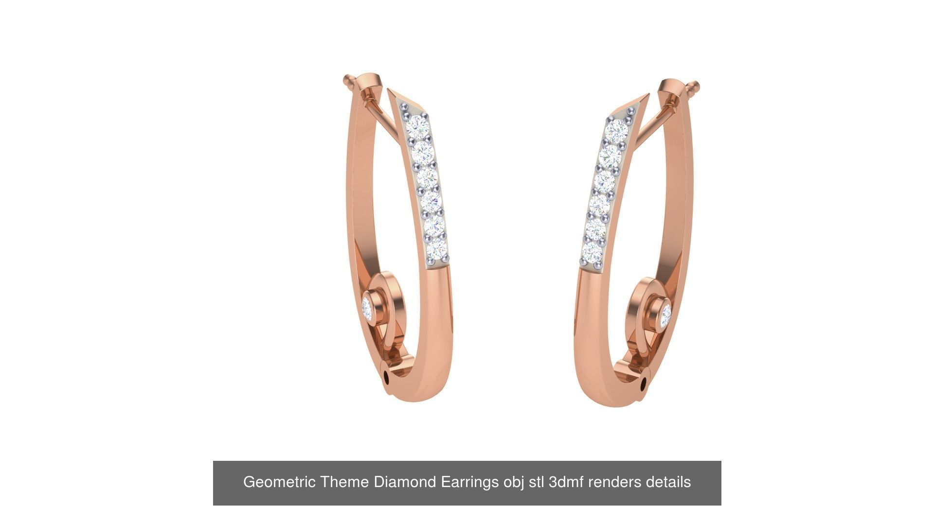 22 Geometric Theme Diamond Earrings obj stl 3dmf renders 3D Model Collection_18