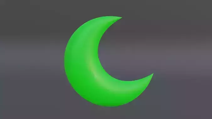 Green Moon Icon Low-poly 3D model