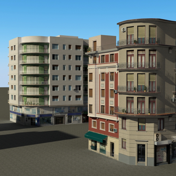 Building Collection 29-32 Low-poly 3D model_2