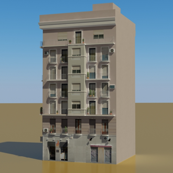 Building Collection 29-32 Low-poly 3D model_6