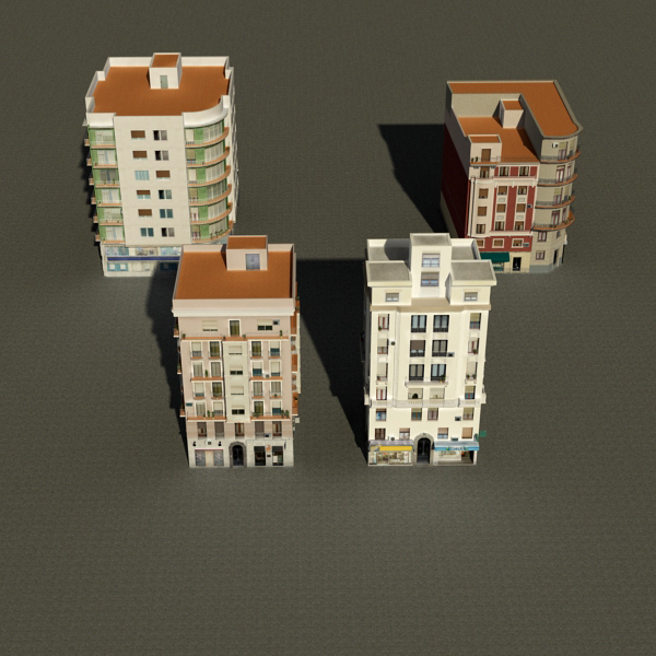 Building Collection 29-32 Low-poly 3D model_1