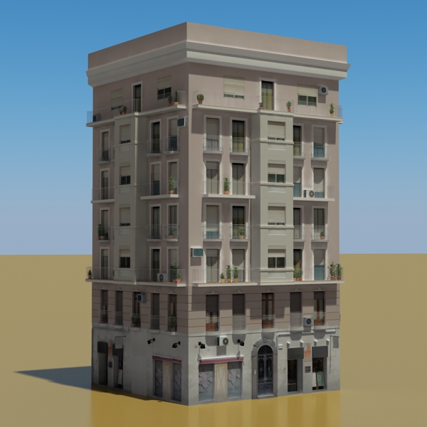 Building Collection 29-32 Low-poly 3D model_5
