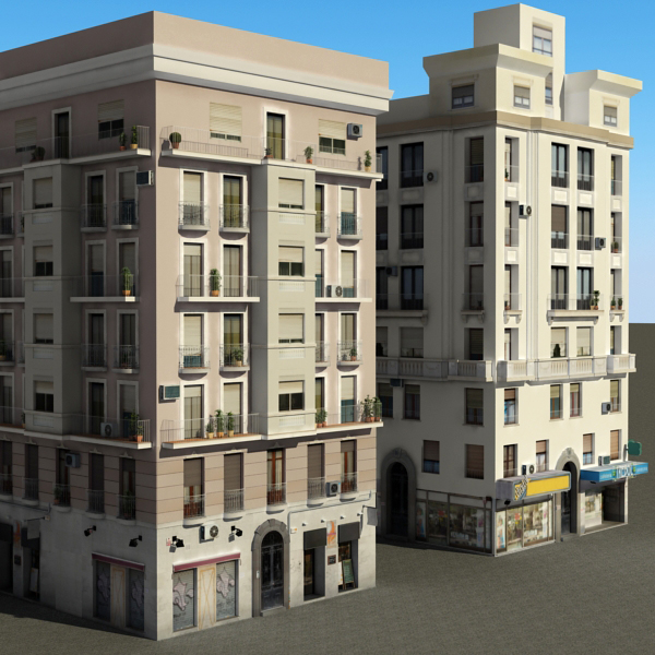 Building Collection 29-32 Low-poly 3D model_3