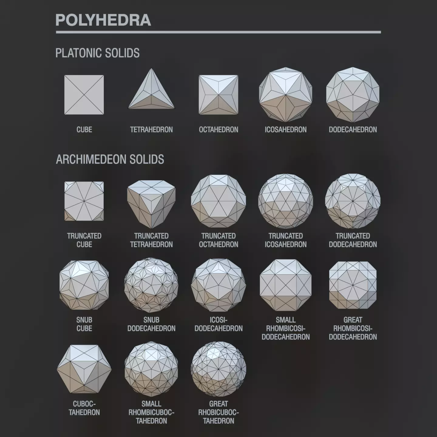 Polyhedra Solids 18 in 1 3D print model