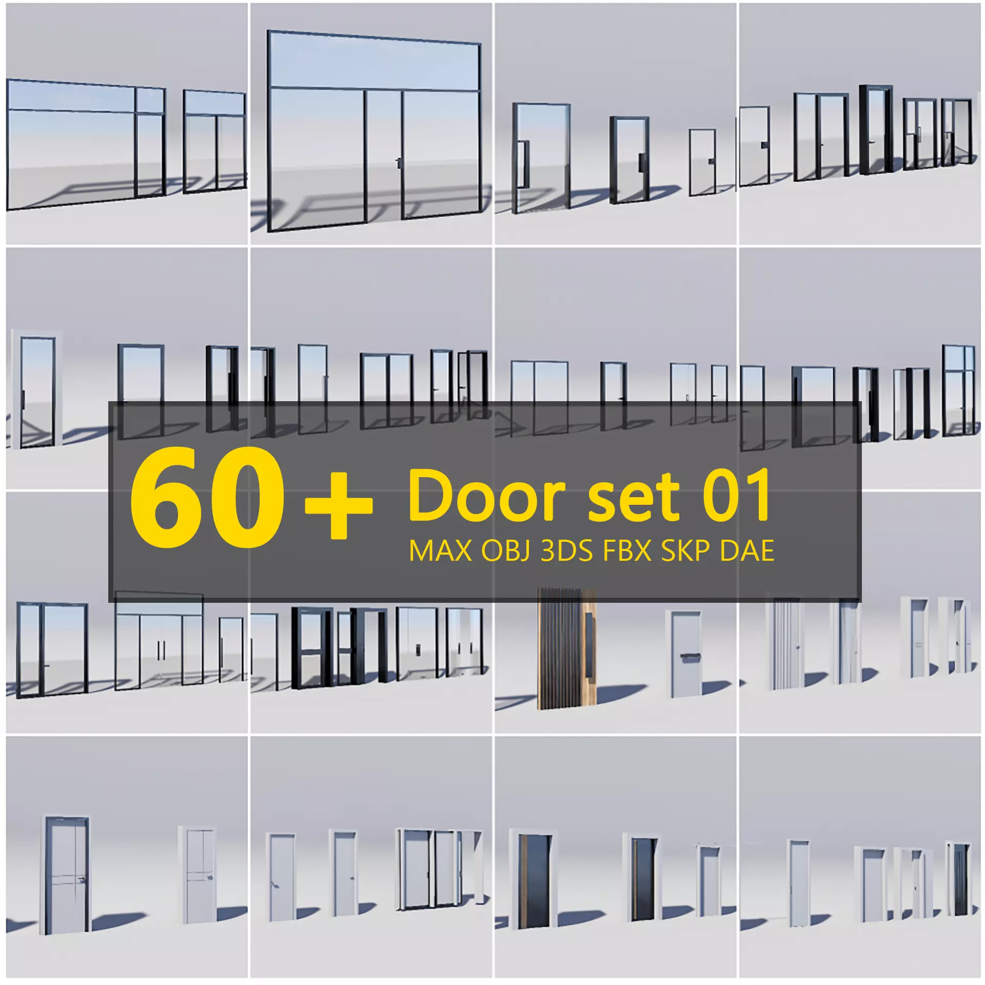 Door Collection - 67 pieces Low-poly 3D model_0