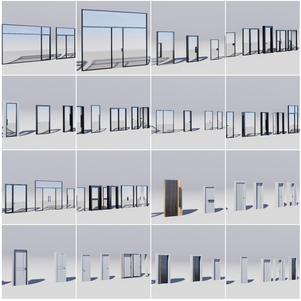 Door Collection - 67 pieces Low-poly 3D model_1