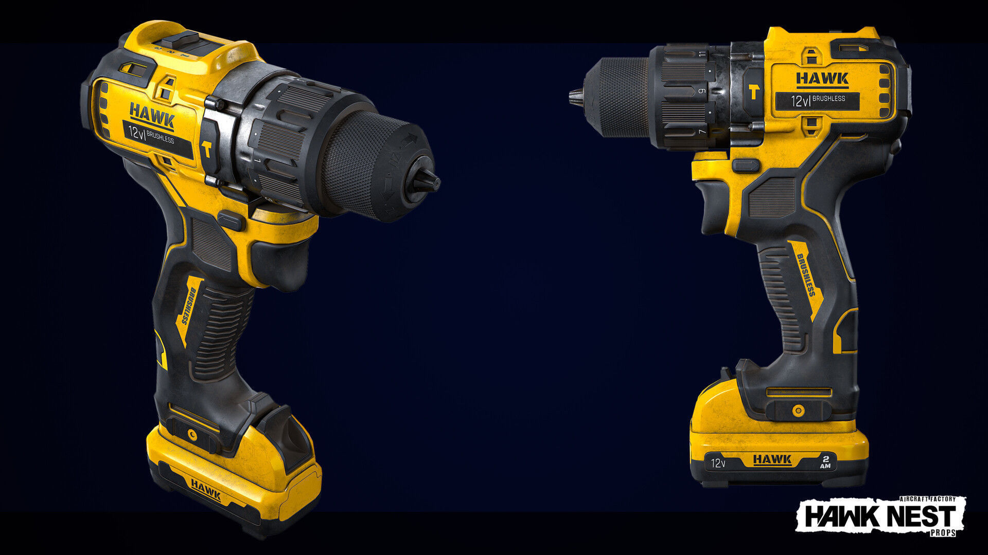 Tools - Drill Low-poly 3D model_1
