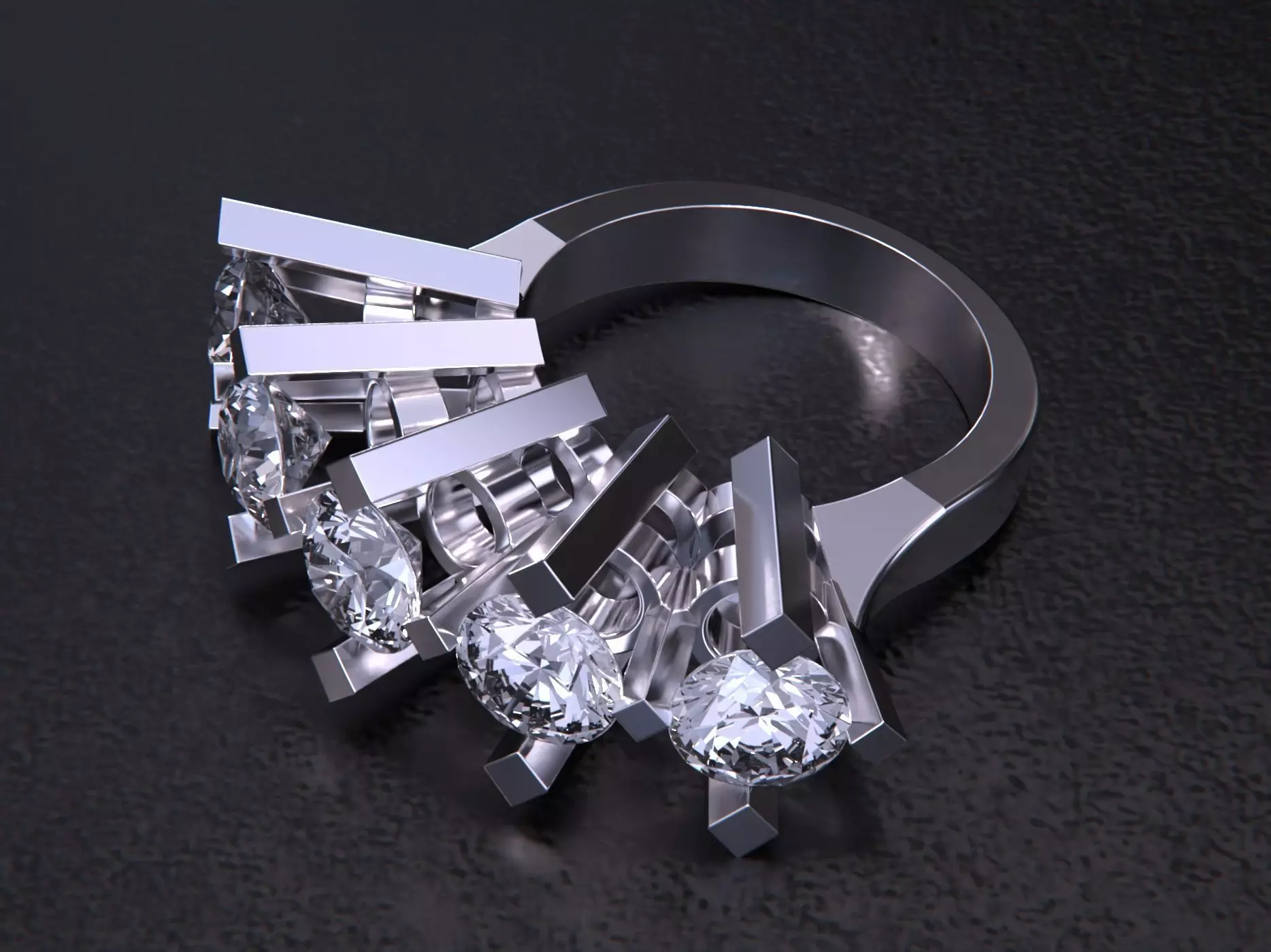 Five Stone Diamond Ring 3D print model