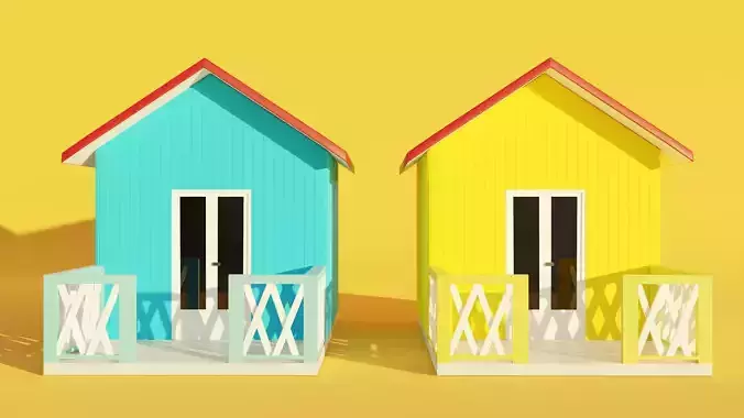 Beach Cabin Low-poly 3D model