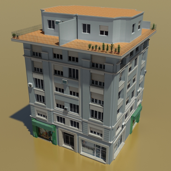 Building Collection 33-36 Low-poly 3D model_7