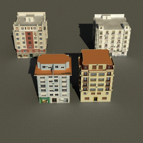 Building Collection 33-36 Low-poly 3D model_1