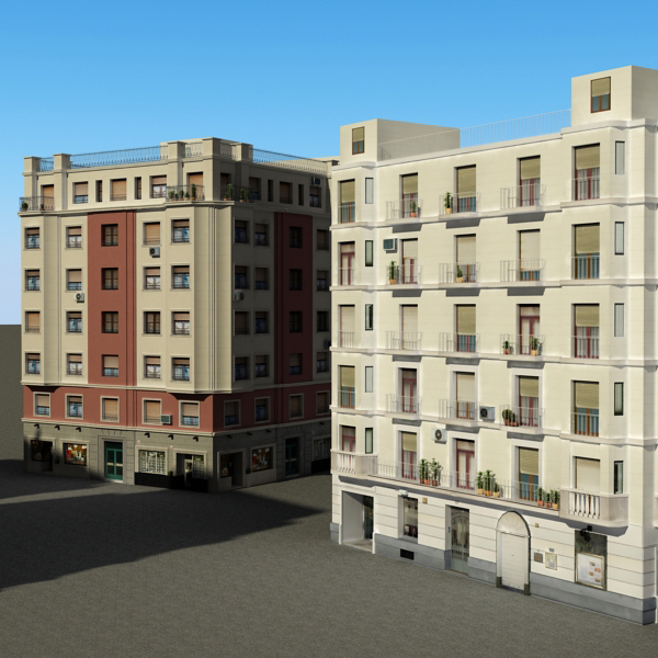 Building Collection 33-36 Low-poly 3D model_3