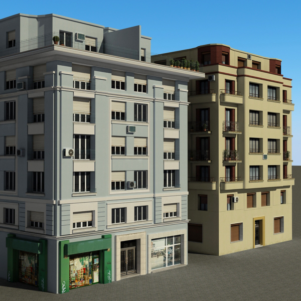 Building Collection 33-36 Low-poly 3D model_2