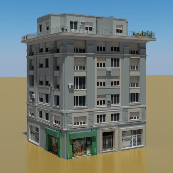 Building Collection 33-36 Low-poly 3D model_6