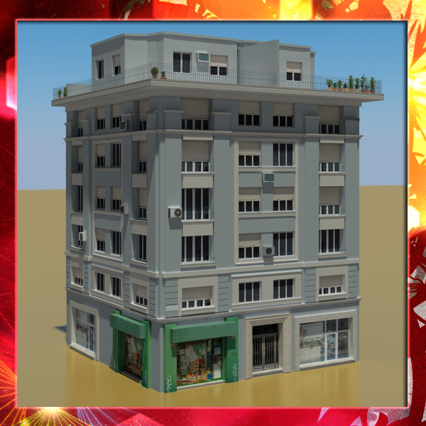 Building Collection 33-36 Low-poly 3D model_4