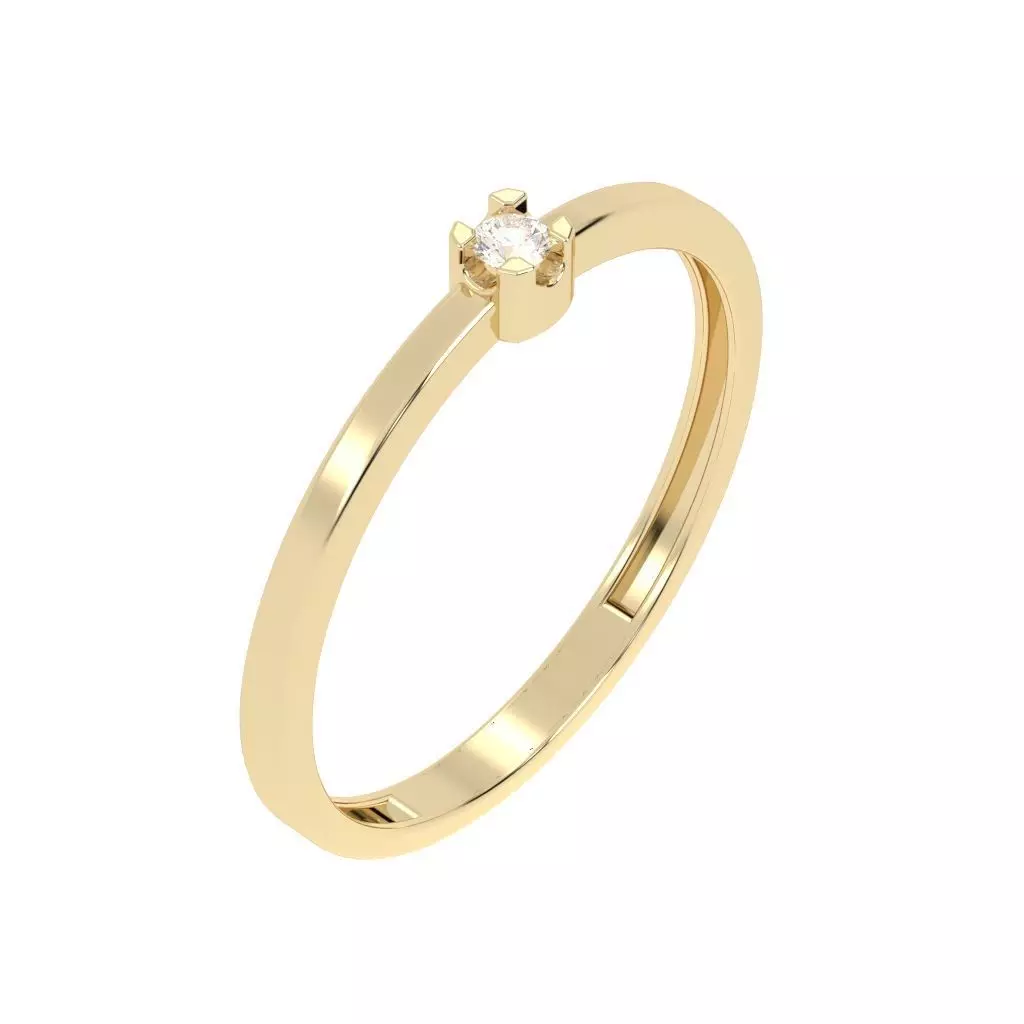 anel solitario 3D print model_0