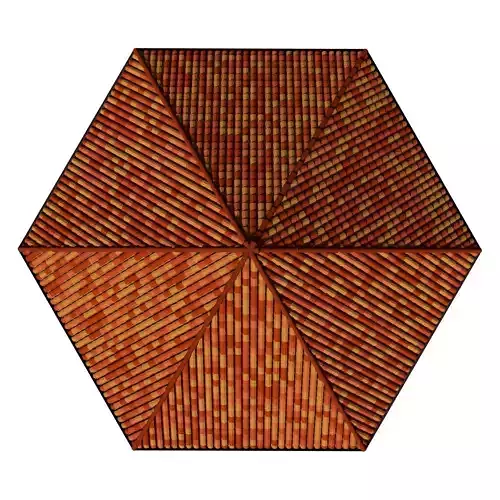 Hexagon roof with clay tile 3D model