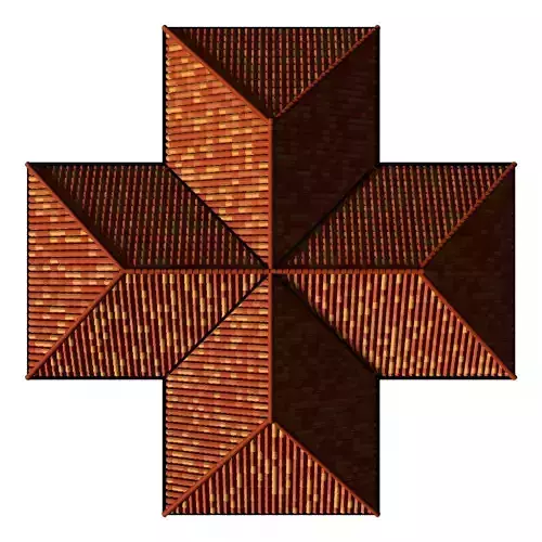 Cross roof with clay tile 3D model
