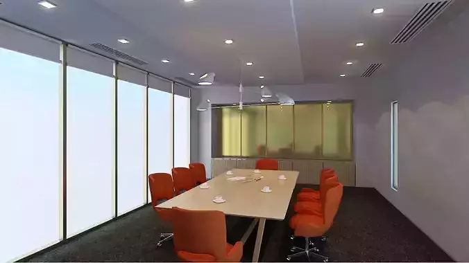 boardroom conference room with orange chairs