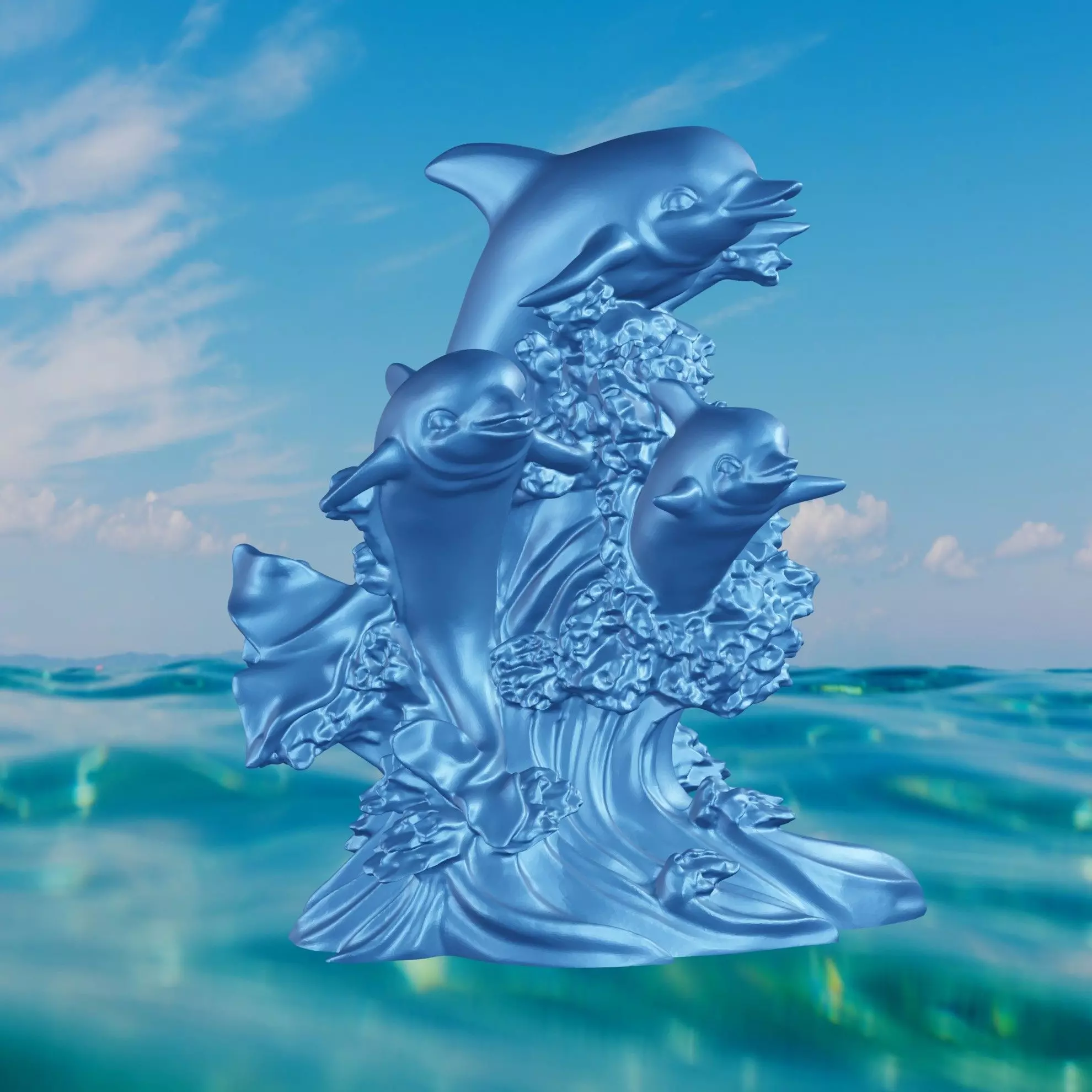 Dolphin trio 3D print model_0
