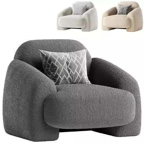 Armchair in boucle fabric Machoa