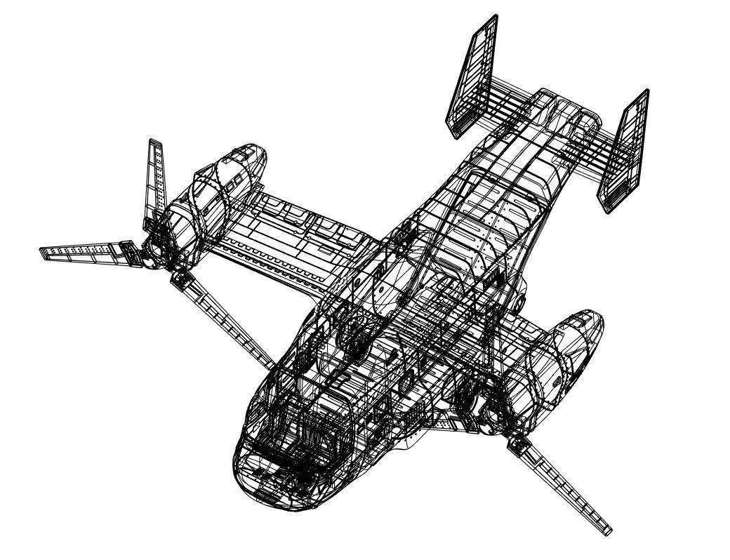 Osprey v22 Military aircraft scale 1-18 3D print model_21