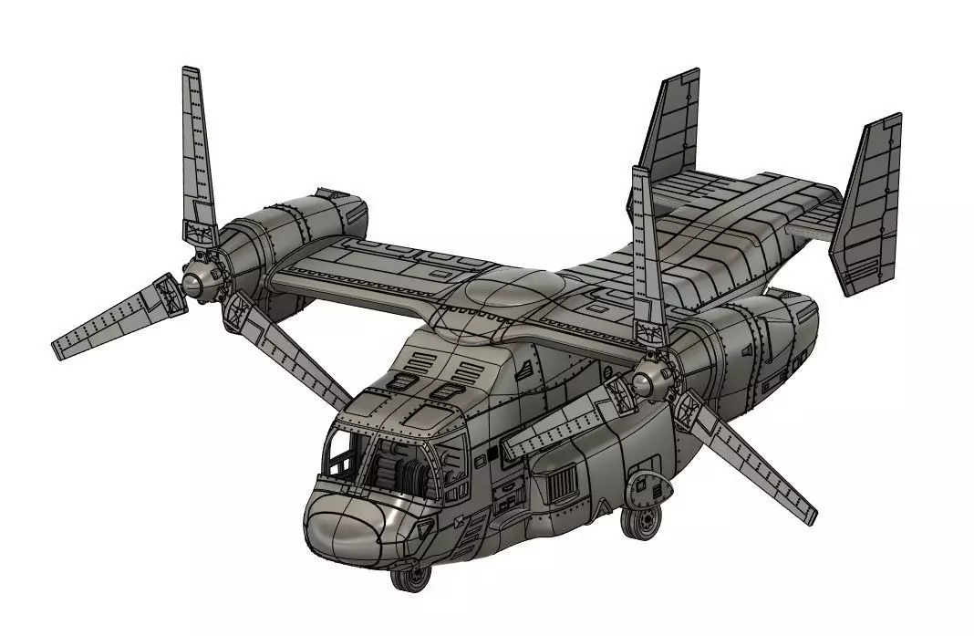 Osprey v22 Military aircraft scale 1-18 3D print model_0
