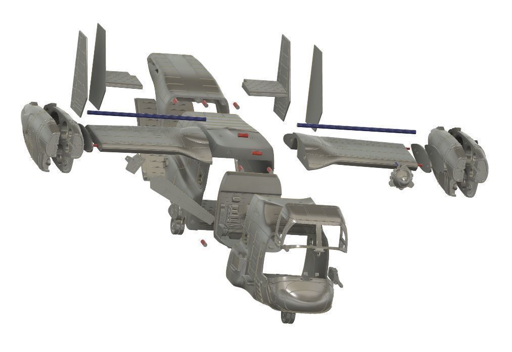 Osprey v22 Military aircraft scale 1-18 3D print model_7